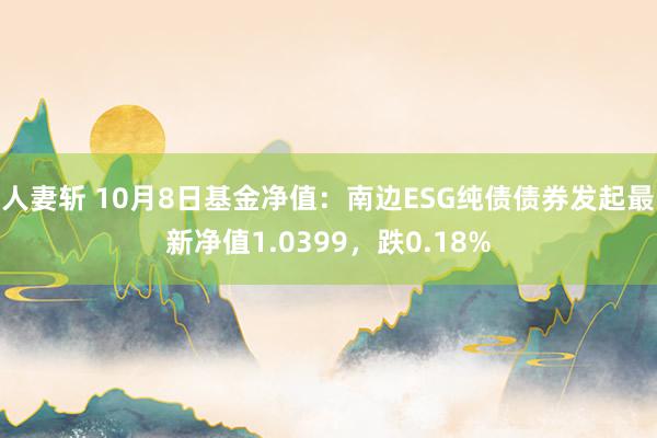人妻斩 10月8日基金净值：南边ESG纯债债券发起最新净值1.0399，跌0.18%