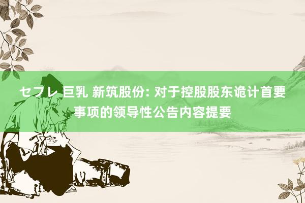 セフレ 巨乳 新筑股份: 对于控股股东诡计首要事项的领导性公告内容提要