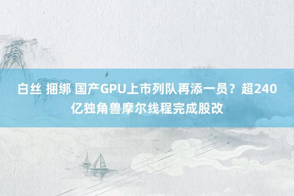 白丝 捆绑 国产GPU上市列队再添一员？超240亿独角兽摩尔线程完成股改
