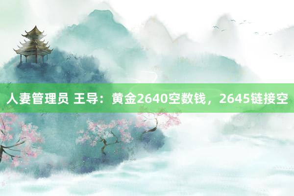 人妻管理员 王导：黄金2640空数钱，2645链接空