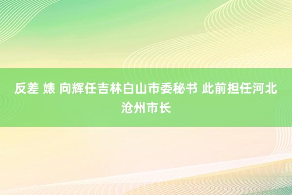 反差 婊 向辉任吉林白山市委秘书 此前担任河北沧州市长
