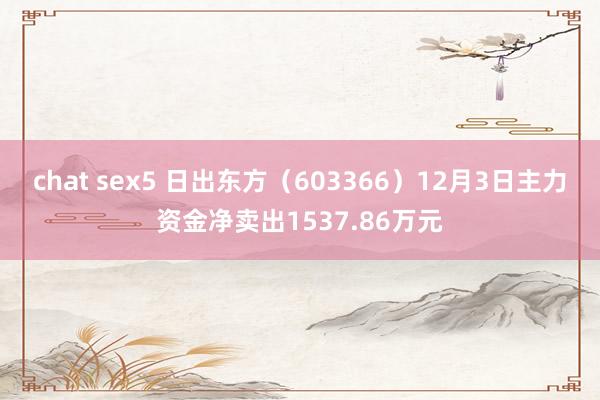 chat sex5 日出东方（603366）12月3日主力资金净卖出1537.86万元
