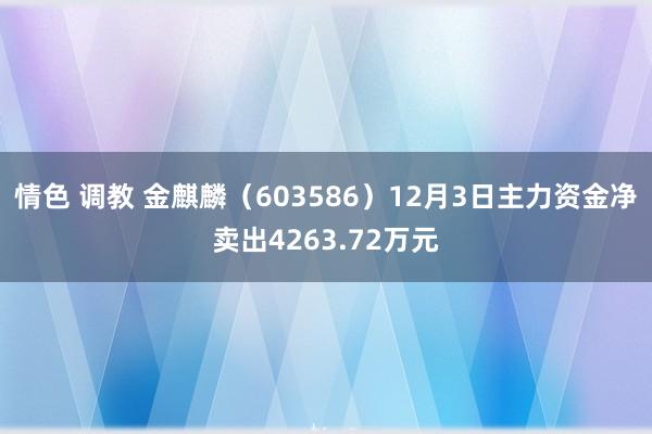情色 调教 金麒麟（603586）12月3日主力资金净卖出4263.72万元