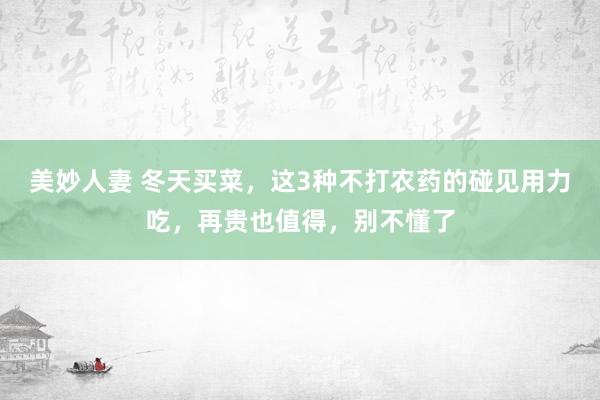 美妙人妻 冬天买菜，这3种不打农药的碰见用力吃，再贵也值得，别不懂了