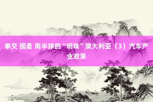 拳交 國產 南半球的“明珠”澳大利亚（3）汽车产业政策