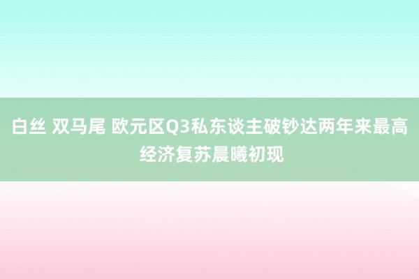 白丝 双马尾 欧元区Q3私东谈主破钞达两年来最高 经济复苏晨曦初现