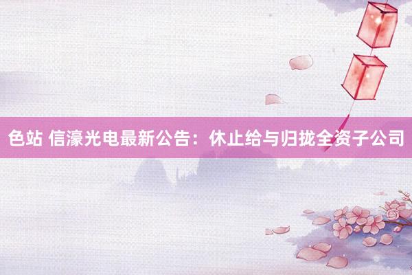 色站 信濠光电最新公告：休止给与归拢全资子公司