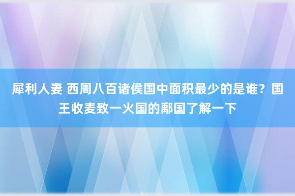 犀利人妻 西周八百诸侯国中面积最少的是谁？国王收麦致一火国的鄅国了解一下