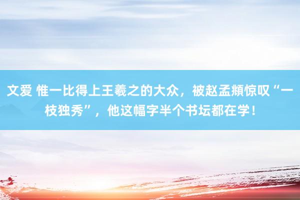 文爱 惟一比得上王羲之的大众，被赵孟頫惊叹“一枝独秀”，他这幅字半个书坛都在学！