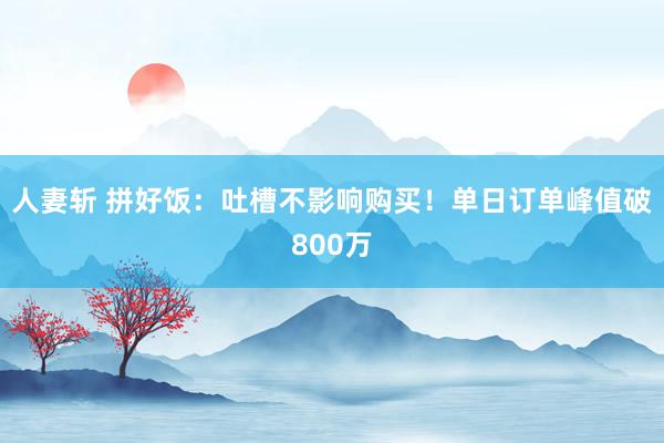 人妻斩 拼好饭：吐槽不影响购买！单日订单峰值破800万