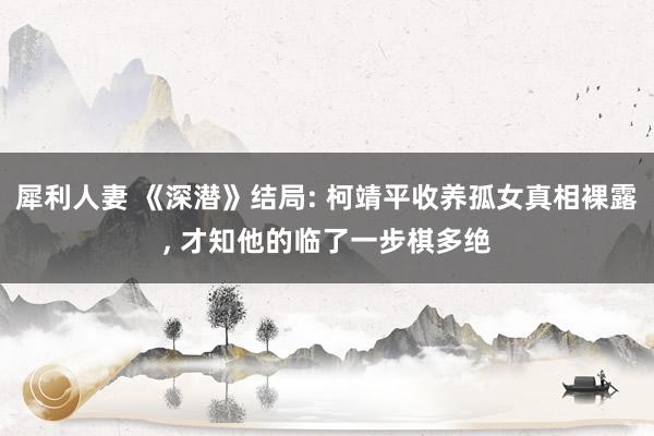 犀利人妻 《深潜》结局: 柯靖平收养孤女真相裸露, 才知他的临了一步棋多绝