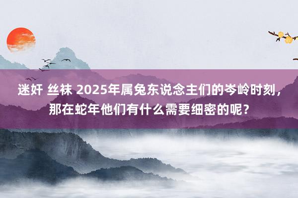 迷奸 丝袜 2025年属兔东说念主们的岑岭时刻，那在蛇年他们有什么需要细密的呢？