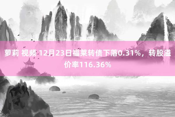 萝莉 视频 12月23日福莱转债下落0.31%，转股溢价率116.36%