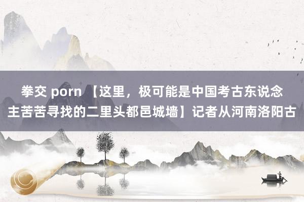 拳交 porn 【这里，极可能是中国考古东说念主苦苦寻找的二里头都邑城墙】记者从河南洛阳古