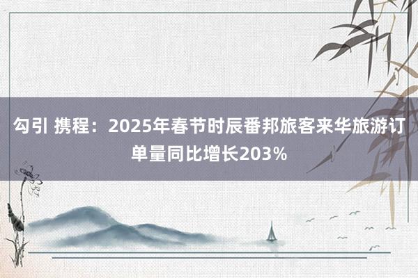 勾引 携程：2025年春节时辰番邦旅客来华旅游订单量同比增长203%
