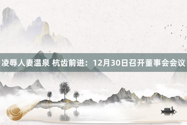 凌辱人妻温泉 杭齿前进：12月30日召开董事会会议