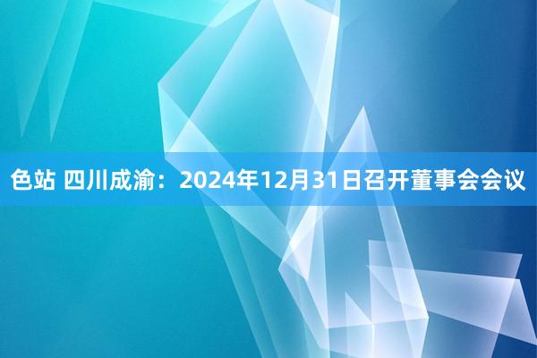 色站 四川成渝：2024年12月31日召开董事会会议