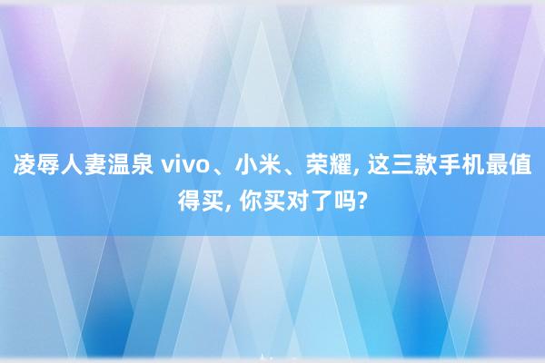 凌辱人妻温泉 vivo、小米、荣耀, 这三款手机最值得买, 你买对了吗?
