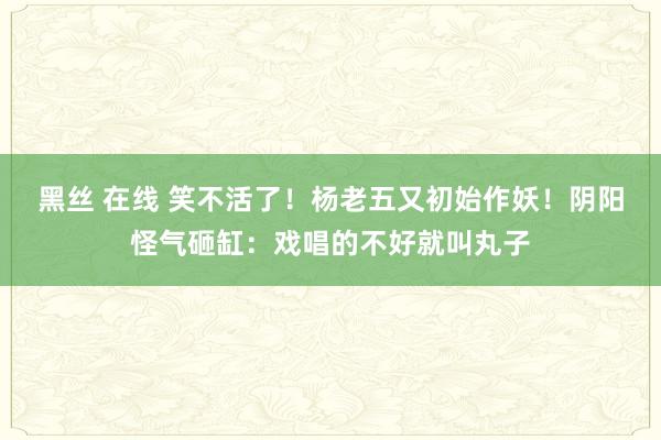 黑丝 在线 笑不活了！杨老五又初始作妖！阴阳怪气砸缸：戏唱的不好就叫丸子