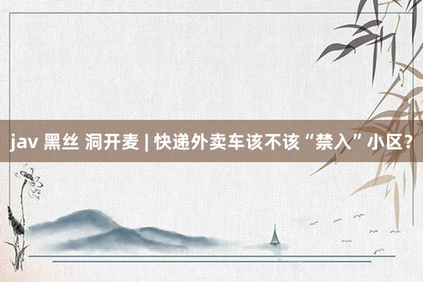 jav 黑丝 洞开麦 | 快递外卖车该不该“禁入”小区？