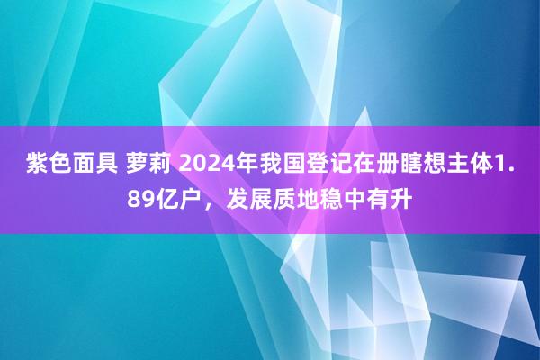 紫色面具 萝莉 2024年我国登记在册瞎想主体1.89亿户，发展质地稳中有升