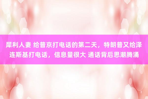 犀利人妻 给普京打电话的第二天，特朗普又给泽连斯基打电话，信息量很大 通话背后思潮腾涌