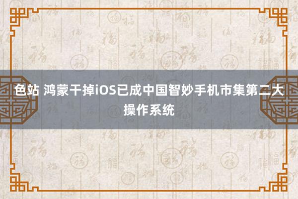 色站 鸿蒙干掉iOS已成中国智妙手机市集第二大操作系统