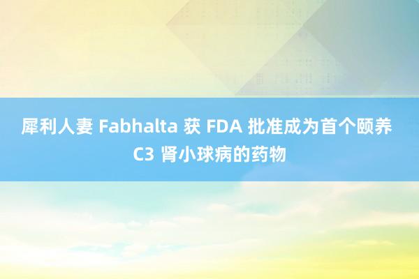 犀利人妻 Fabhalta 获 FDA 批准成为首个颐养 C3 肾小球病的药物