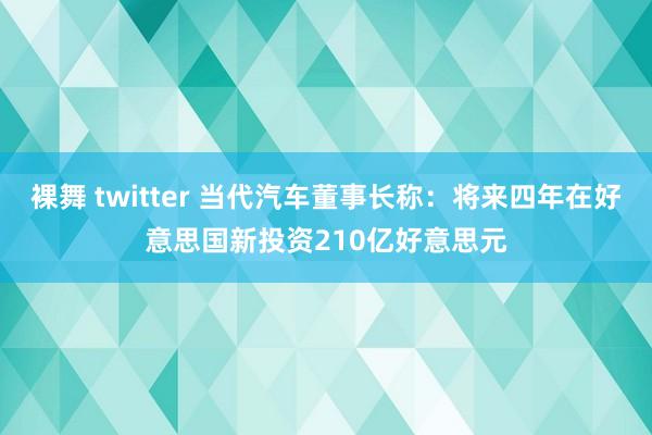 裸舞 twitter 当代汽车董事长称：将来四年在好意思国新投资210亿好意思元