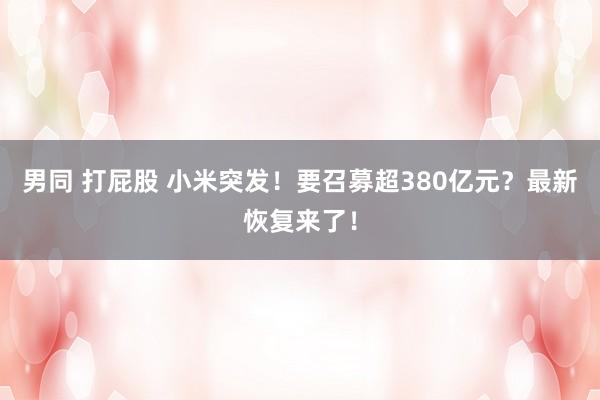 男同 打屁股 小米突发！要召募超380亿元？最新恢复来了！