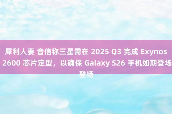 犀利人妻 音信称三星需在 2025 Q3 完成 Exynos 2600 芯片定型，以确保 Galaxy S26 手机如期登场