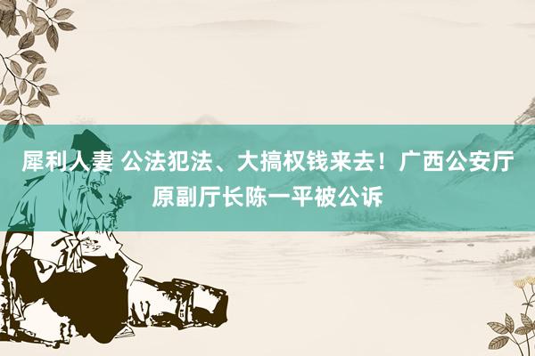 犀利人妻 公法犯法、大搞权钱来去！广西公安厅原副厅长陈一平被公诉