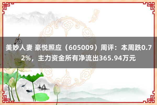 美妙人妻 豪悦照应（605009）周评：本周跌0.72%，主力资金所有净流出365.94万元