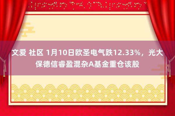 文爱 社区 1月10日欧圣电气跌12.33%，光大保德信睿盈混杂A基金重仓该股