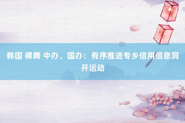 韩国 裸舞 中办、国办：有序推进专乡信用信息洞开运动
