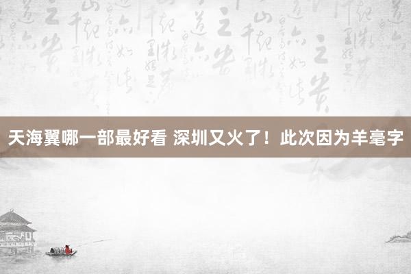 天海翼哪一部最好看 深圳又火了！此次因为羊毫字
