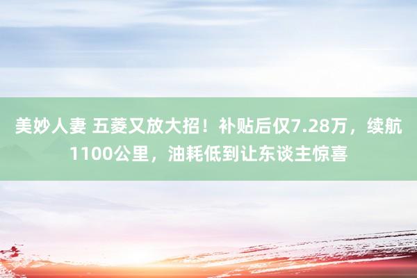 美妙人妻 五菱又放大招！补贴后仅7.28万，续航1100公里，油耗低到让东谈主惊喜