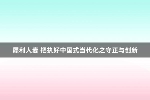 犀利人妻 把执好中国式当代化之守正与创新