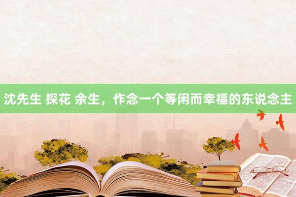 沈先生 探花 余生，作念一个等闲而幸福的东说念主