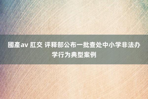 國產av 肛交 评释部公布一批查处中小学非法办学行为典型案例