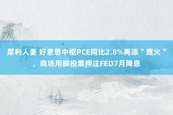 犀利人妻 好意思中枢PCE同比2.8%再添＂鹰火＂，商场用脚投票押注FED7月降息