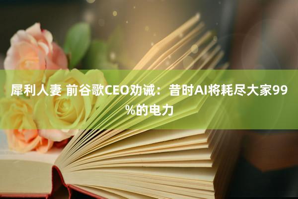 犀利人妻 前谷歌CEO劝诫：昔时AI将耗尽大家99%的电力