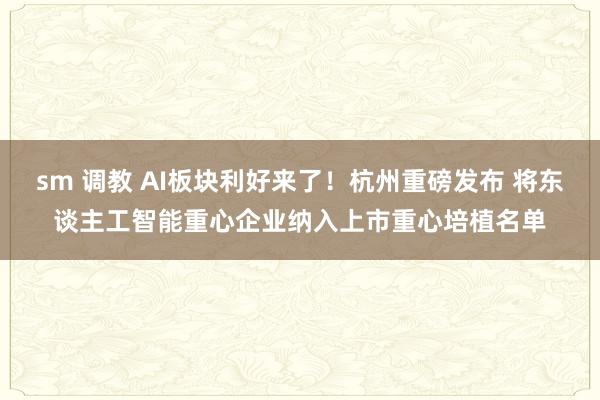 sm 调教 AI板块利好来了！杭州重磅发布 将东谈主工智能重心企业纳入上市重心培植名单