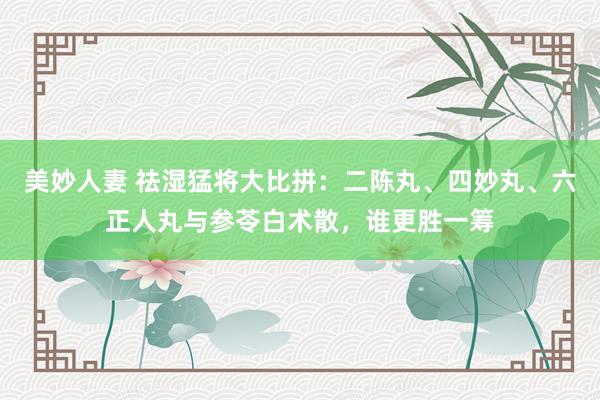 美妙人妻 祛湿猛将大比拼:二陈丸、四妙丸、六正人丸与参苓白术散,谁更胜一筹
