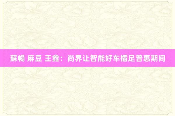 蘇暢 麻豆 王鑫：尚界让智能好车插足普惠期间