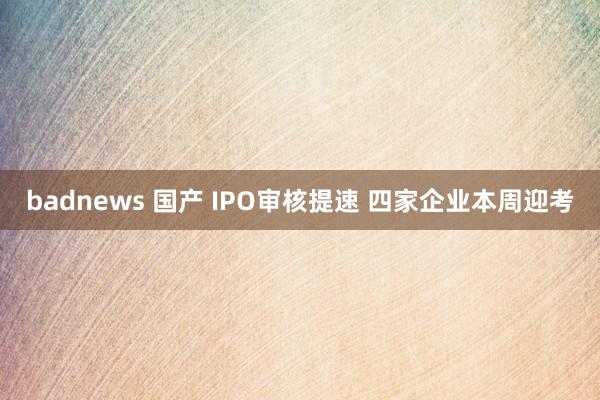 badnews 国产 IPO审核提速 四家企业本周迎考